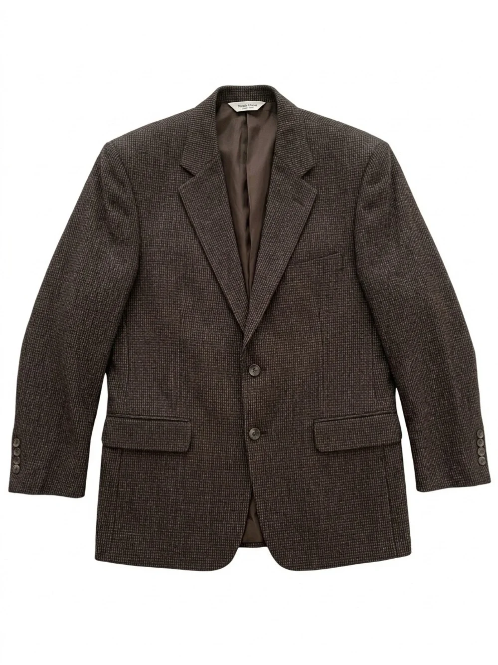 Pronto Uomo Mens 43R Brown Wool Tweed Sport Coat Blazer Jacket Preppy 90s
